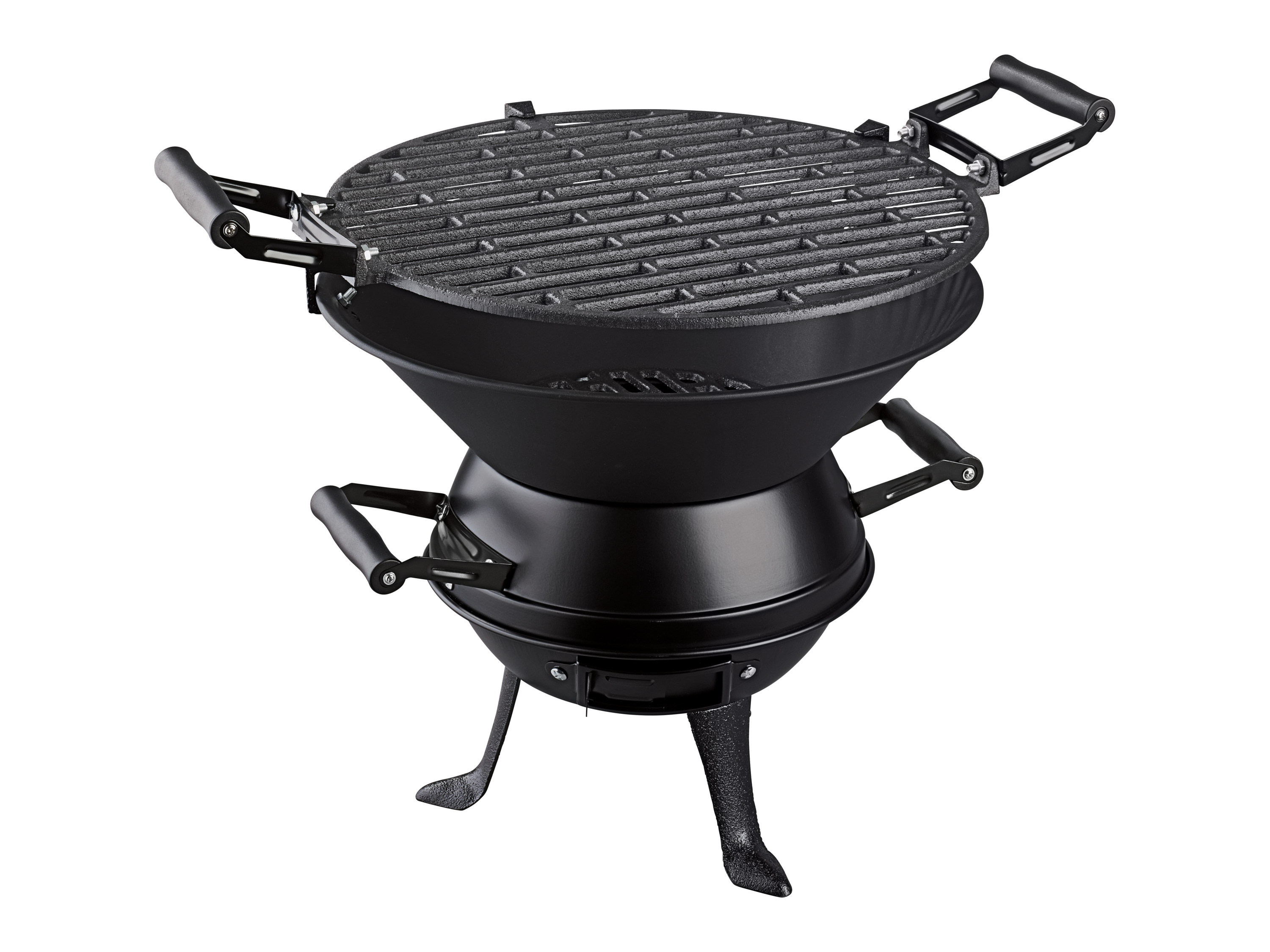 GRILLMEISTER Grill KANSAS, do ogrodu, tarasu lub na kemping, żeliwna konstrukcja, regulowany ruszt, średnica 35 cm