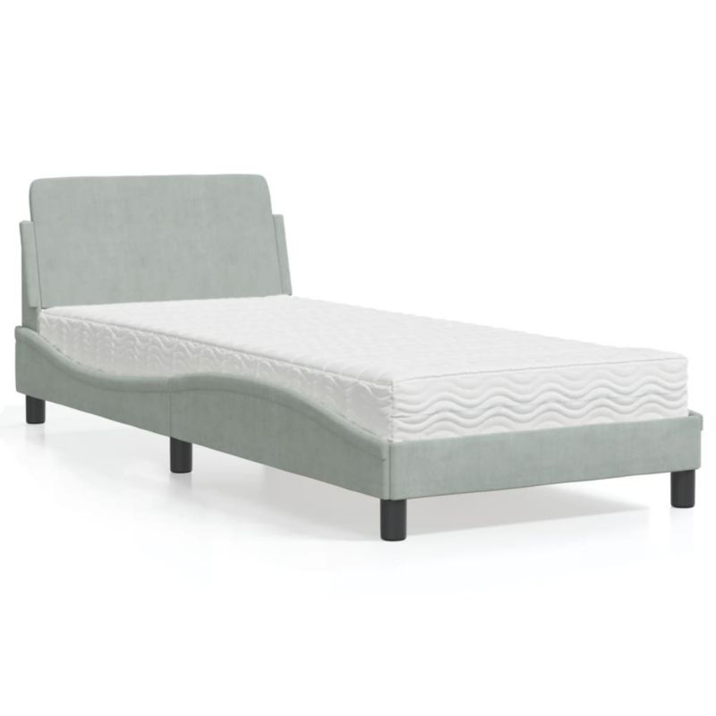 Łóżko tapicerowane WaszeMeble 90x200 cm jasnoszare WM-3208331 1 szt.