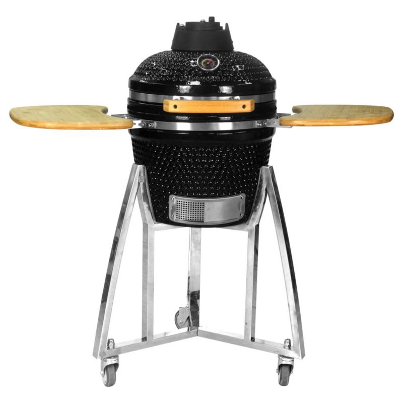 Grill Ceramiczny Mirpol 16" Węglowy Z termometrem i Półkami, Czarny 1 szt.