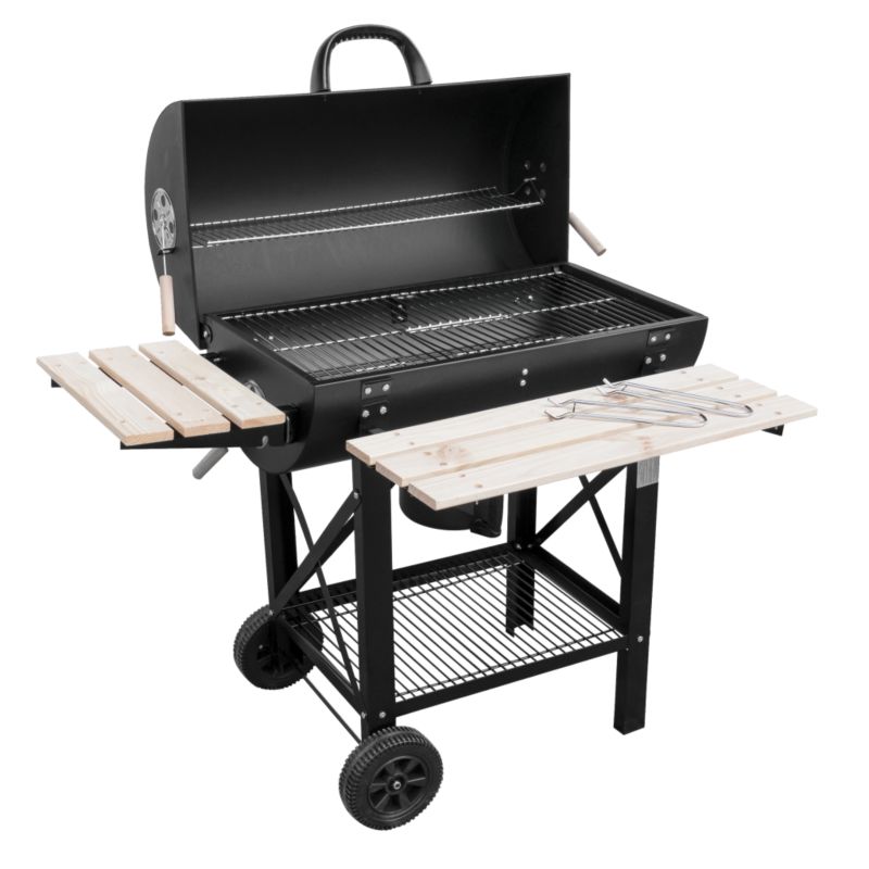 Grill Węglowy Mirpol 2450 cm2 Ogrodowy Pokrywa z Termometrem, Czarny 1 szt.