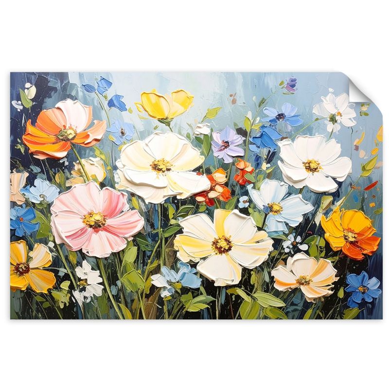 Naklejka samoprzylepna Feeby Kolorowe polne kwiaty imitacja farby 90x60cm 1szt