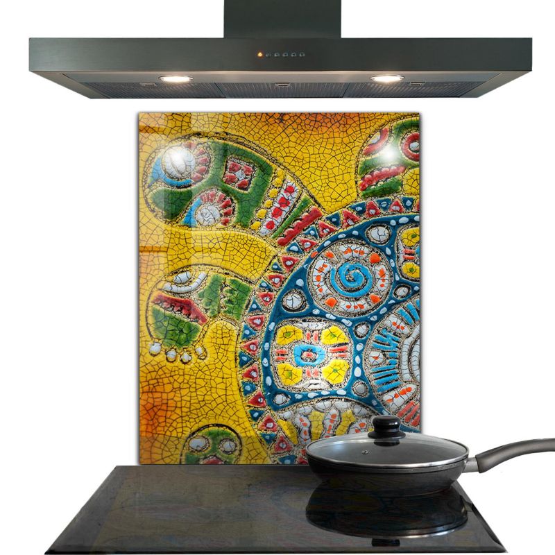 Osłona kuchenna Wallfluent 60x80 cm Żółw Mozaika Szklany 1 szt.