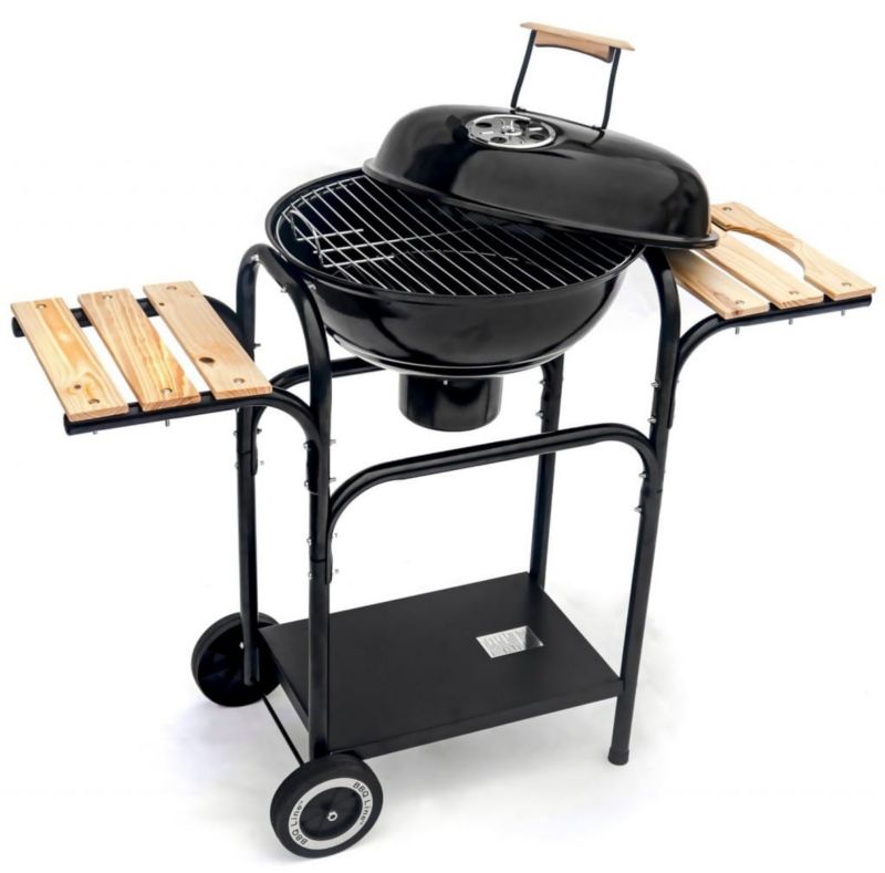 Grill Węglowy Mirpol 1451 cm² Kulisty Ogrodowy Pokrywa z Regulacją, Czarny 1 szt.