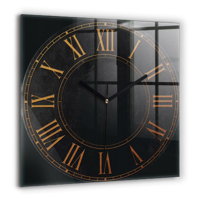 Zegar szklany czarne wskazówki Wallfluent 60x60 cm Stare cyfry rzymskie 1 szt.