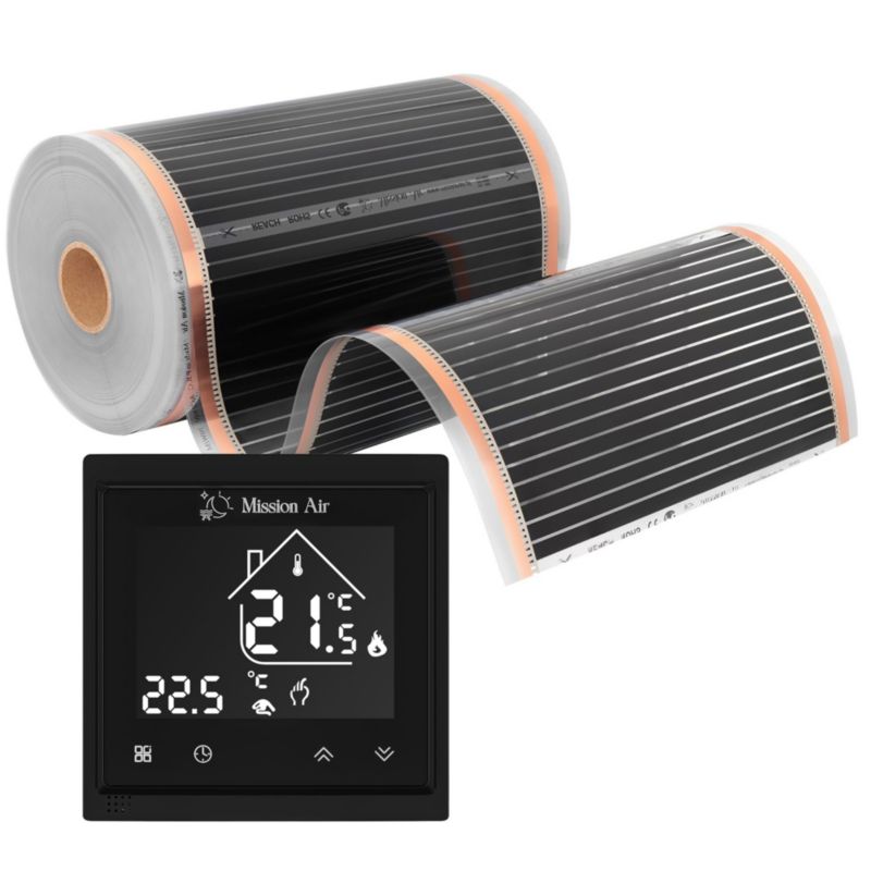 Zestaw folii grzewczej na podczerwień Mission Air Silver 160W 24m², szer.50cm +Libra Czarny 1szt