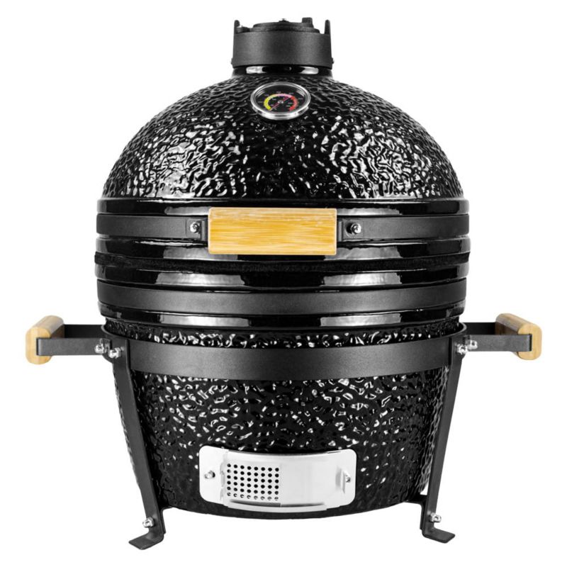 Grill Ceramiczny Mirpol 16T Węglowy Pokrywa Z Termometrem, Czarny 1 szt.