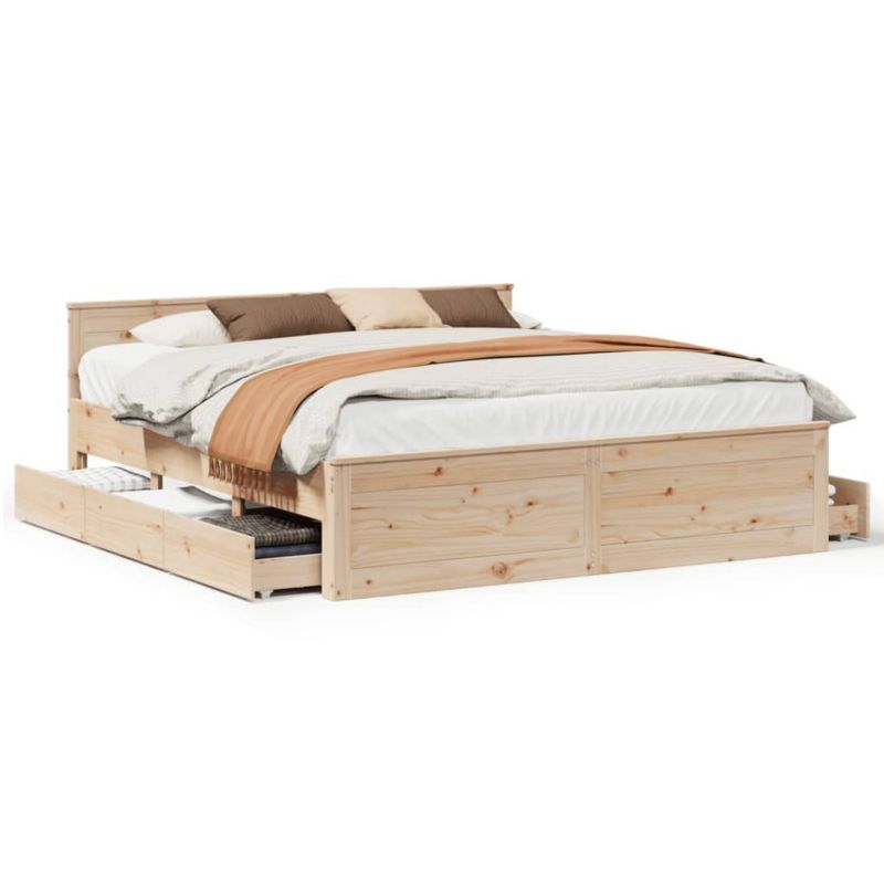 Łóżko drewniane WaszeMeble 200x200 cm brązowe WM-3308753 1 szt.