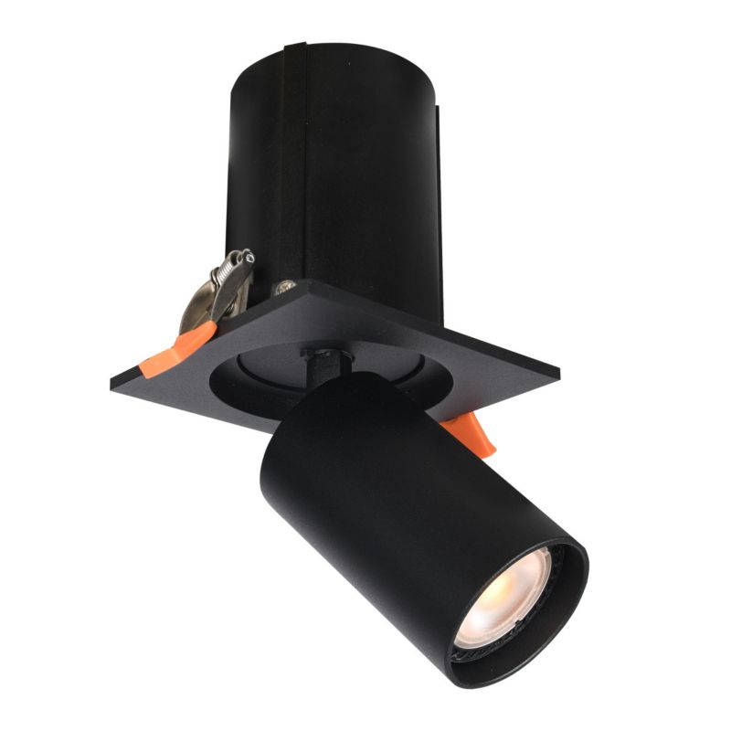 Oprawa sufitowa wpuszczana Italux Termo czarny piaskowany ruchoma 1 x GU10 x 10W IP20 wym: 20 x 10 x 10 cm kwadratowa - 1 szt.