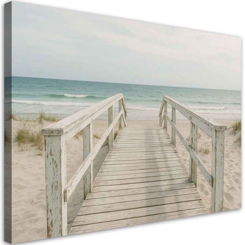 Obraz do salonu sypialni Feeby Pomost Plażą Morze w stylu Shabby Chic 100x70cm 1szt