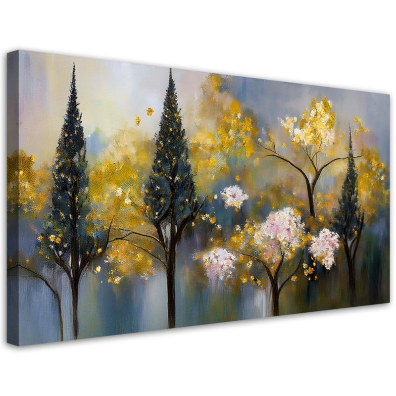 Obraz na płótnie Feeby Kwitnące Drzewa Abstrakcja Złoty 120x60cm 1szt