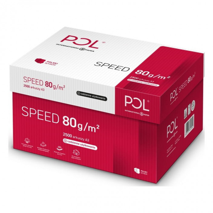 5x papier ksero Polspeed, A3, 80g/m2, 500 arkuszy, biały