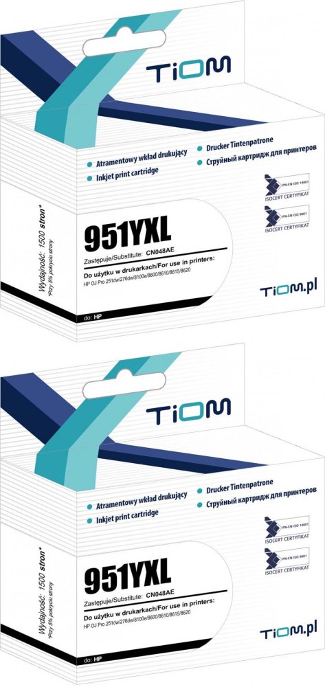 2x Tusz Tiom Ti-H951YXL (CN048AE), 1500 stron, yellow (żółty)