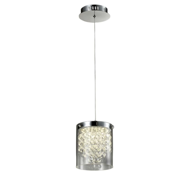 Lampa sufitowa wisząca Light Prestige Cantos 5953 chromowana przezroczysty szerokość 13 cm wbudowany LED 6W 1 szt.