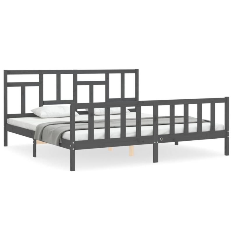 Łóżko drewniane WaszeMeble 200x200 cm szara WM-3193163 1 szt.