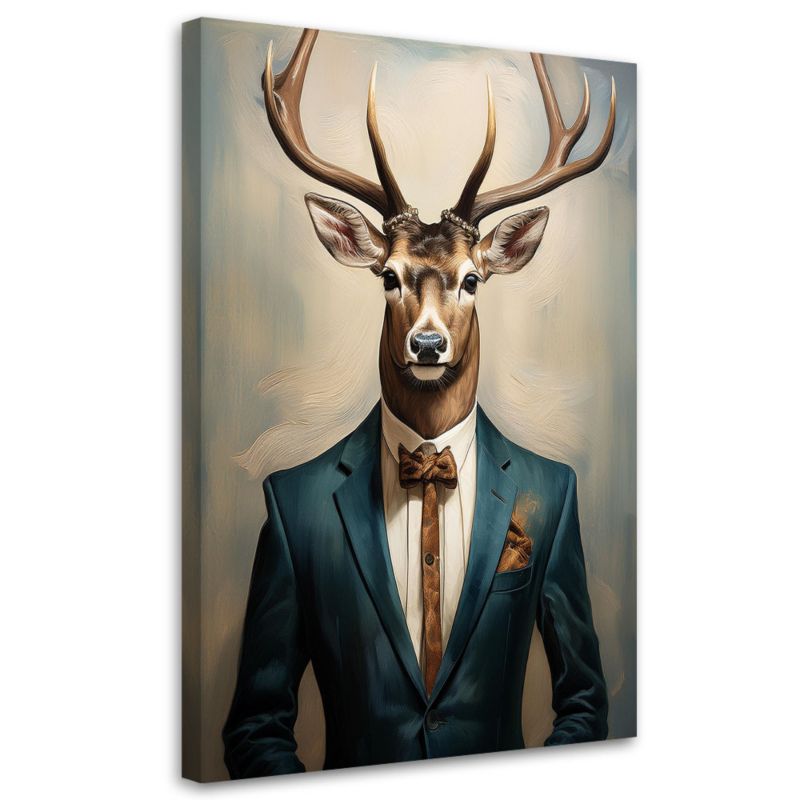 Obraz na płótnie Feeby Jeleń Biznesmen Abstrakcja Vintage 80x120cm 1szt