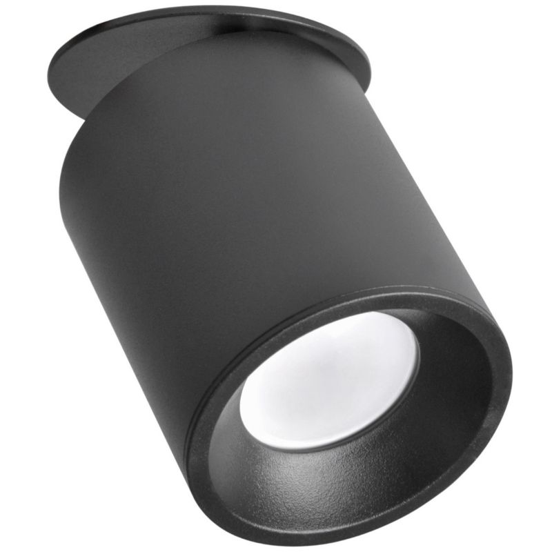 Oprawa sufitowa wpuszczana Polux Haron czarna ruchoma 1 x GU10 x 10W IP20 wym: 14,4 x 8,2 x 8,2 cm okrągła - 1 szt.