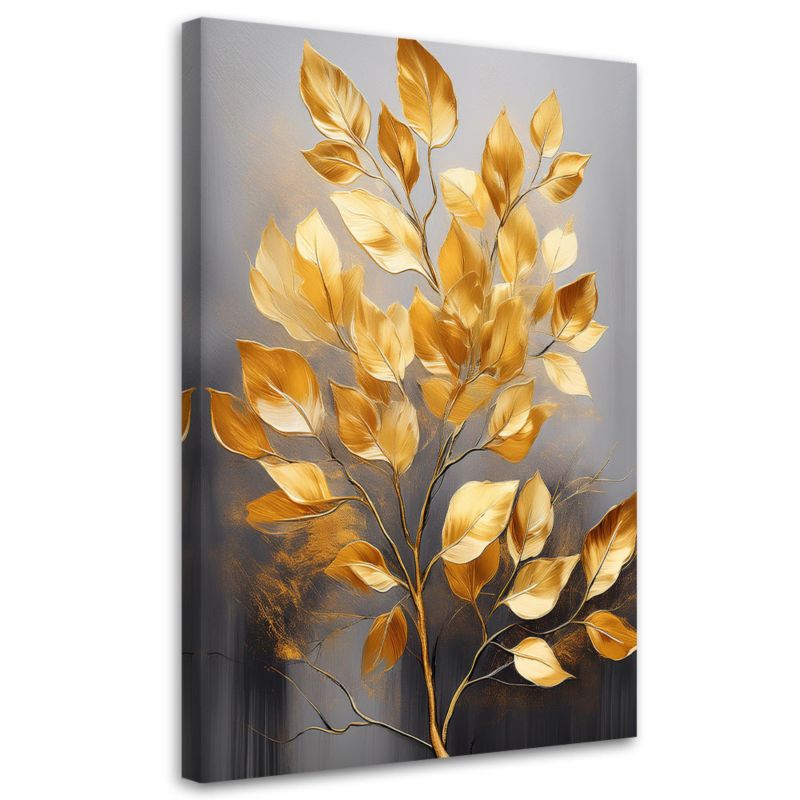 Obraz na płótnie Feeby Złote Liście Minimalizm 80x120cm 1szt