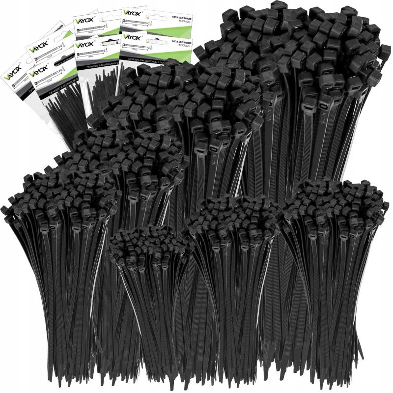 Opaski zaciskowe Vayox czarne 10-40cm 700szt. 1 zestaw