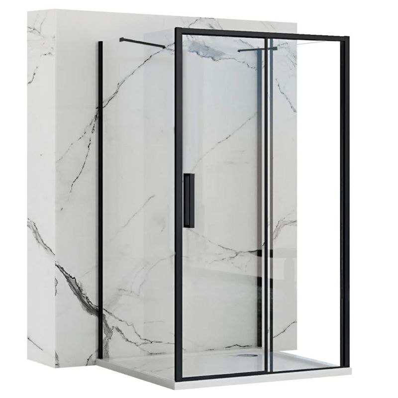 Kabina Prysznicowa Przyścienna Rapid Slide Black 140X90X195Cm 1 Szt