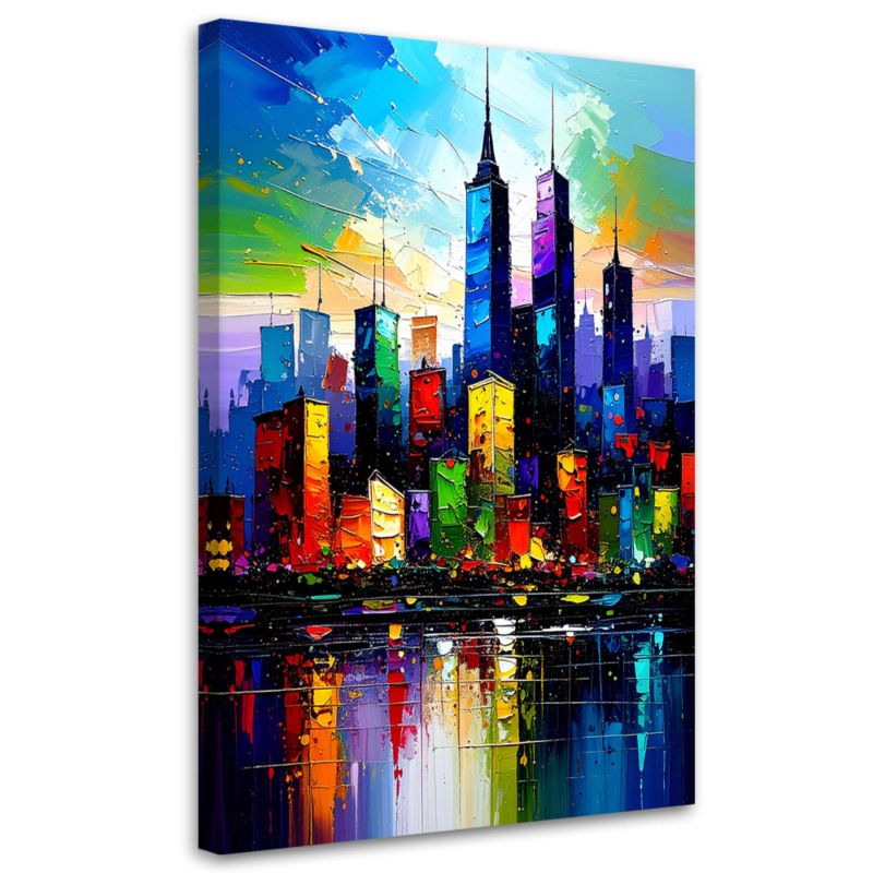 Obraz canvas do biura salonu Feeby Kolorowe Miasto Abstrakcja 40x60cm 1szt