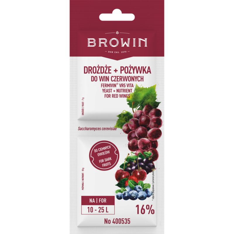 Drożdże z pożywką - wina czerwone 17 g