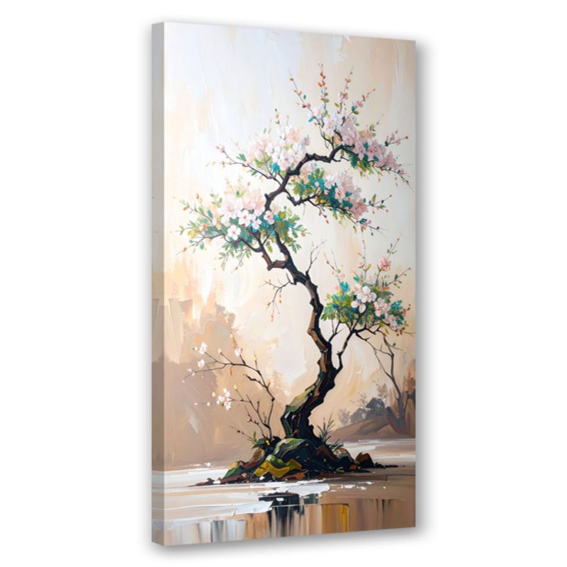 Obraz canvas do salonu kuchni Feeby Drzewko Bonsai Białe Kwiaty Gałązki 60x120cm 1szt