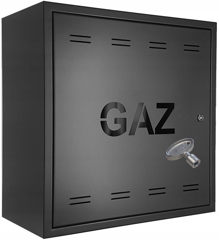 Skrzynka Gazowa FEINZ Metal 60X60X25 Czarna Drzwiczki Na Klucz Z Plecami 1 szt.