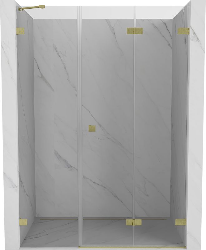 Drzwi prysznicowe składane Mexen Lunar-F złoty szczotkowany 130 cm 1 szt.