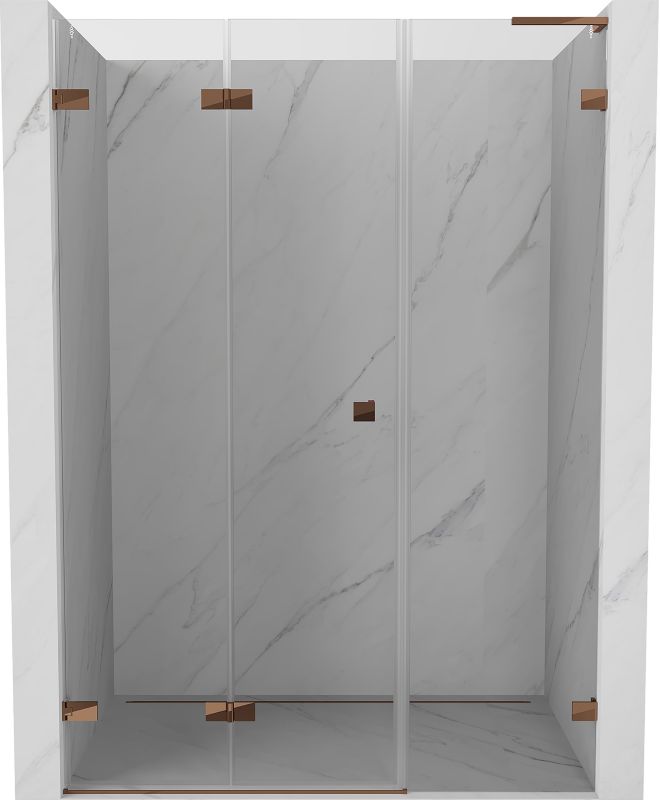 Drzwi prysznicowe składane Mexen Lunar-F L różowe złoto 145x200 cm 1 szt.