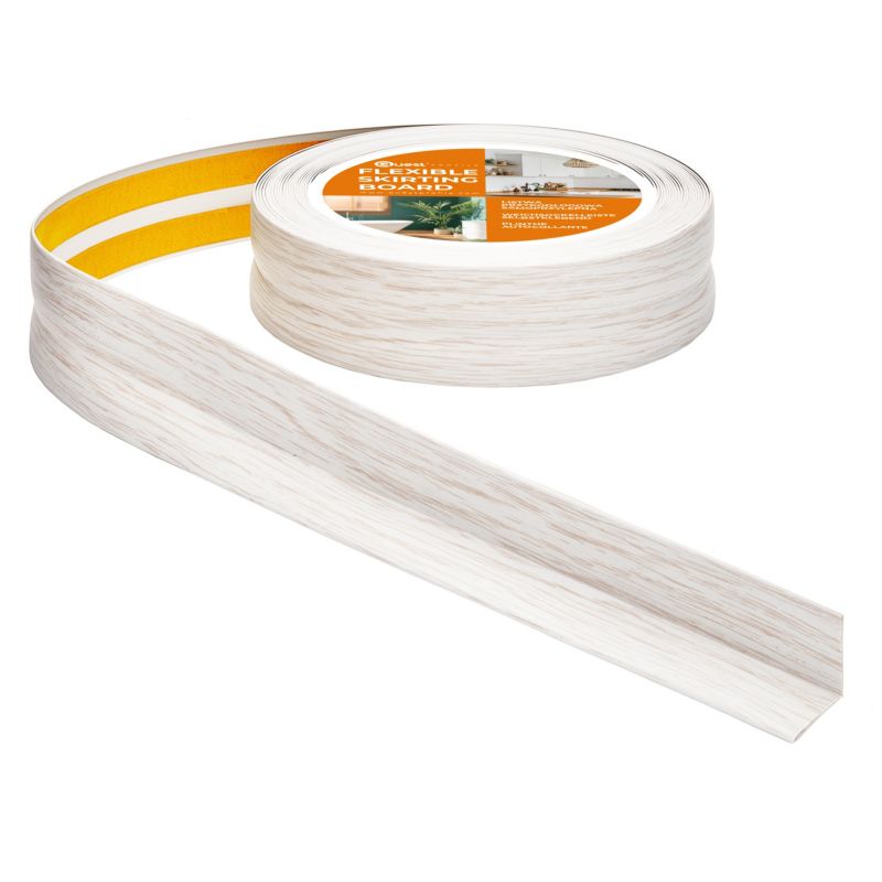 Listwa wykończeniowa PCV 30x30mm, QUEST, samoprzylepna, elastyczna, miękka taśma dekoracyjna, brzoza, 20m
