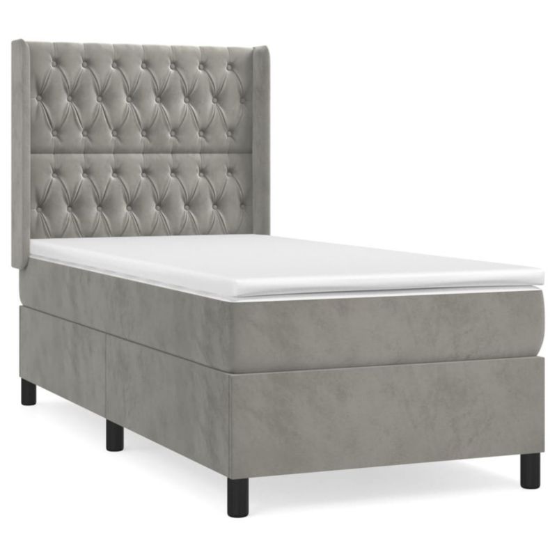 Łóżko kontynentalne WaszeMeble 90x200 cm jasnoszare WM-3132837 1 szt.