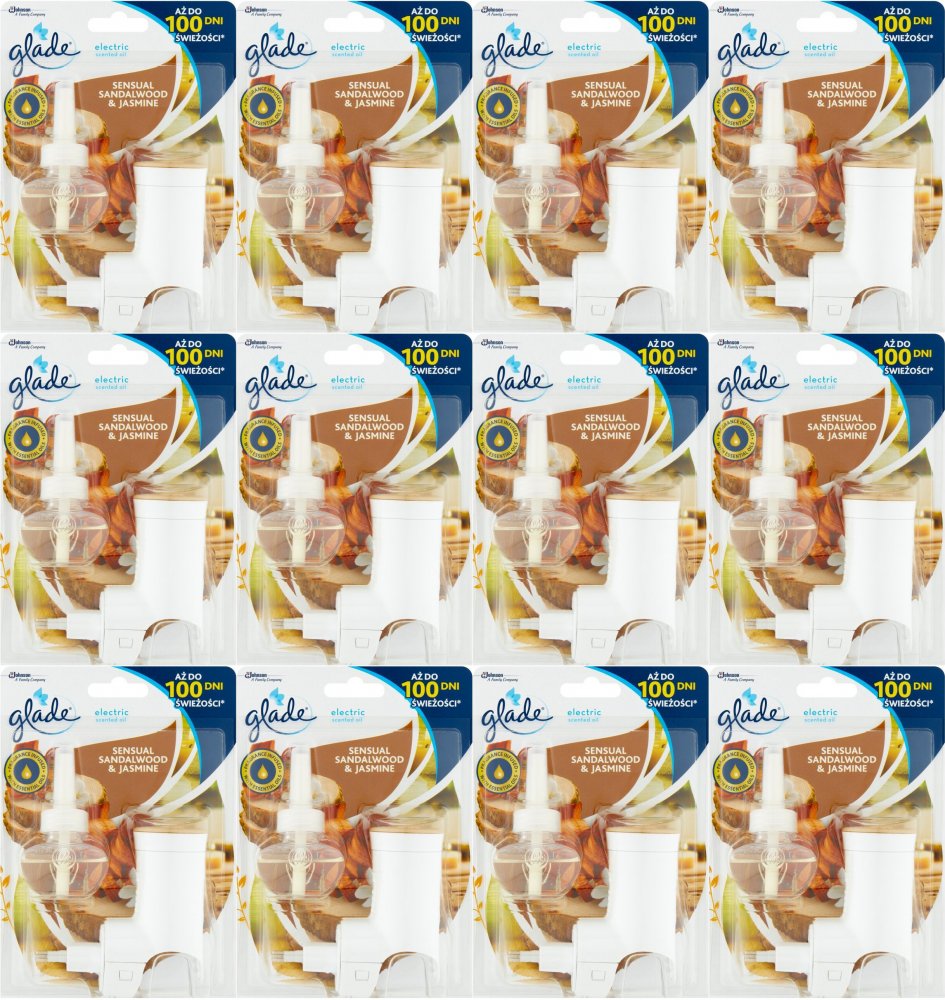 12x Odświeżacz elektryczny Glade by Brise, Drzewo Sandałowe i Jaśmin, urządzenie + wkład 20ml