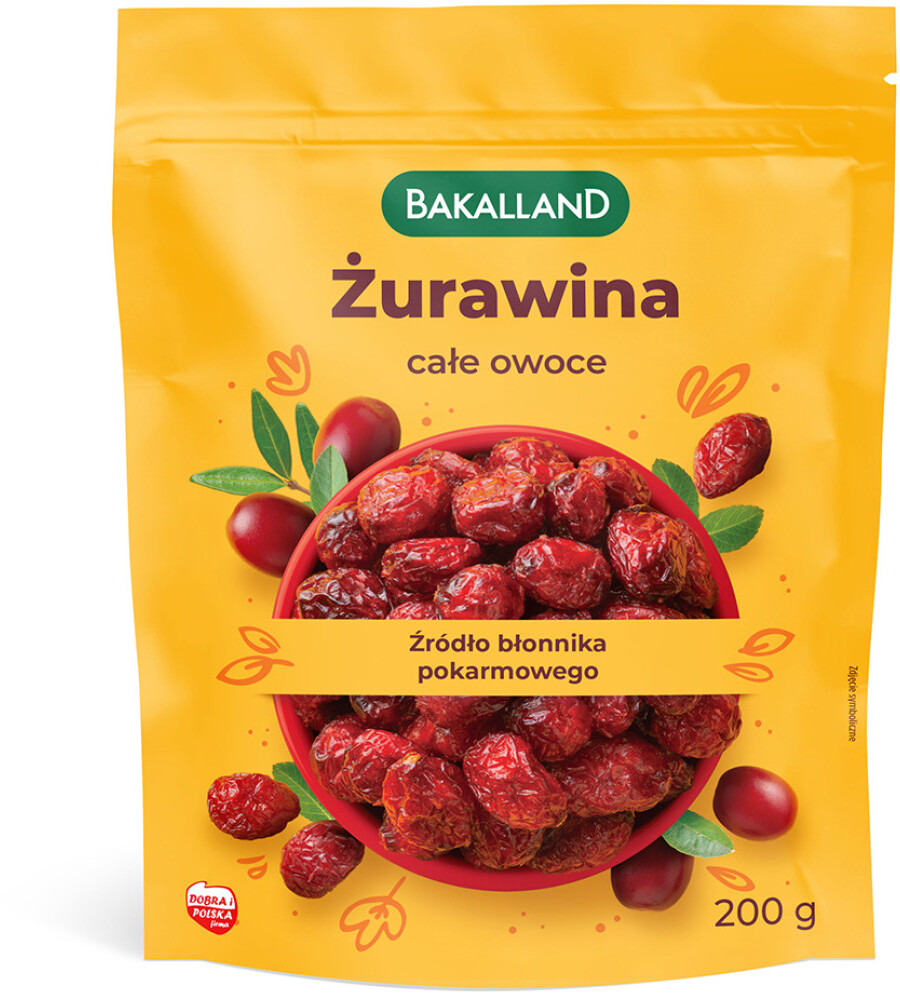 Żurawina całe owoce Bakalland, 200g
