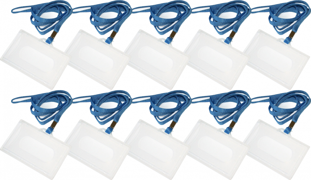 10x holder do identyfikatorów Argo, z taśmą niebieską, 92x59mm, przezroczysty