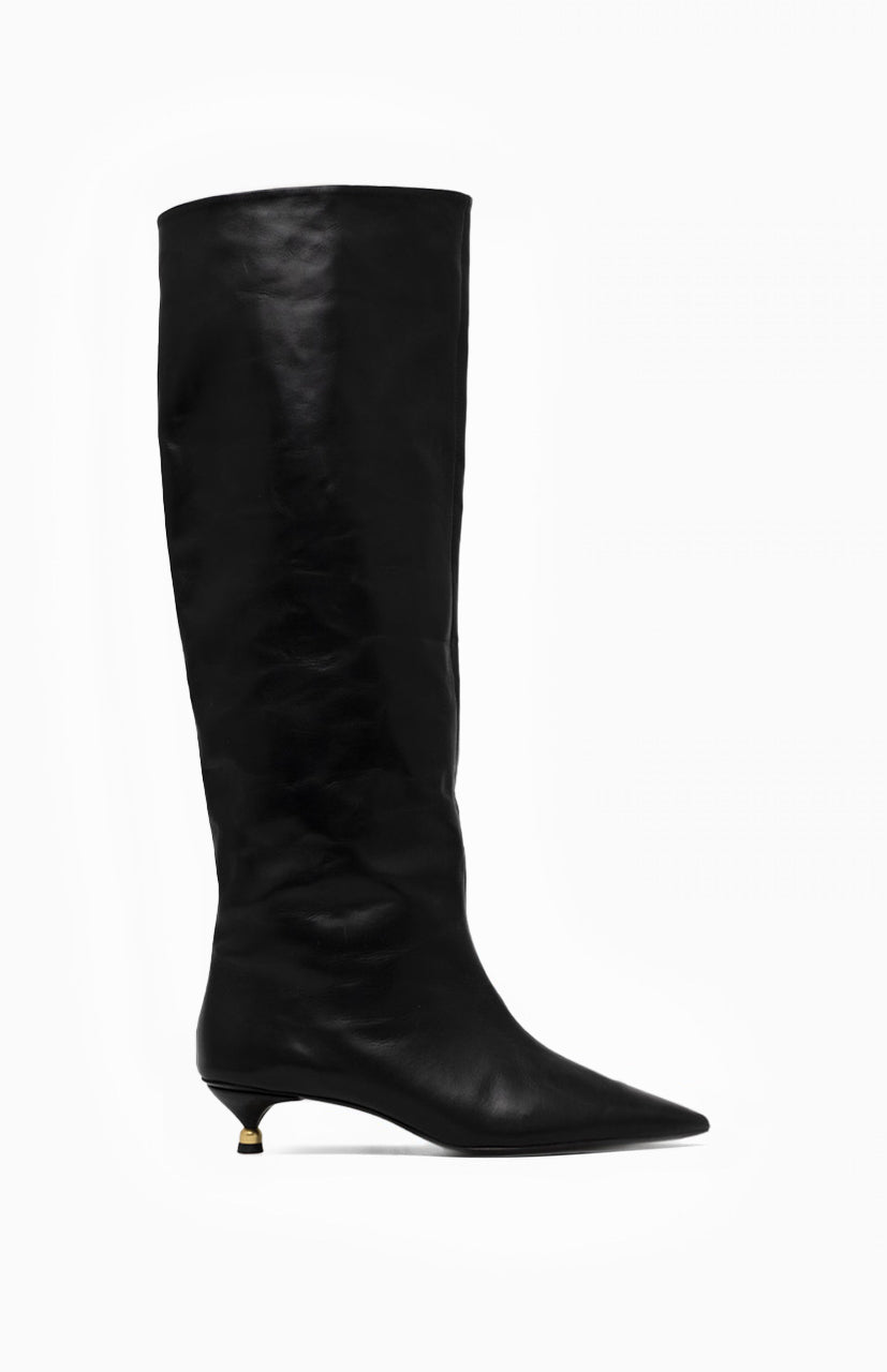 Skórzane kozaki damskie LISA DEEP BLACK 42 - Vanda Novak