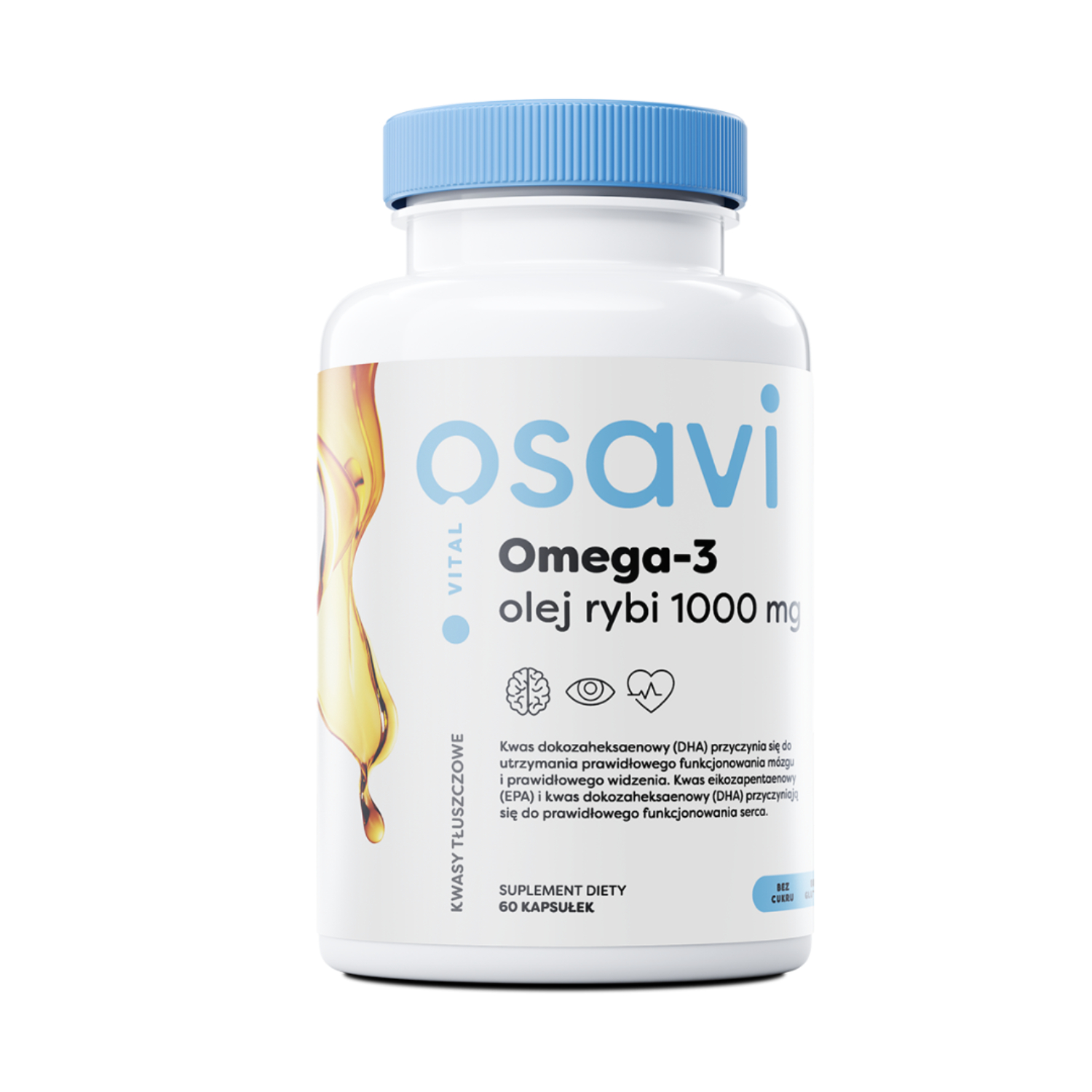 Osavi omega-3 olej rybi 1000 mg, smak cytrynowy, 60 kapsułek