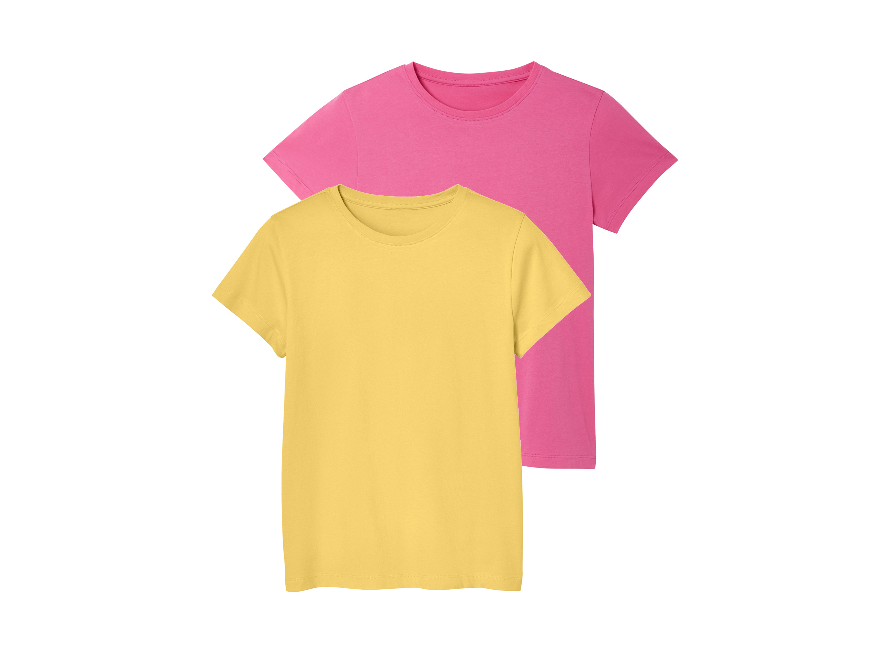 esmara T-shirty dziecięce z bawełny, 2 sztuki Różowy/żółty, 158/164