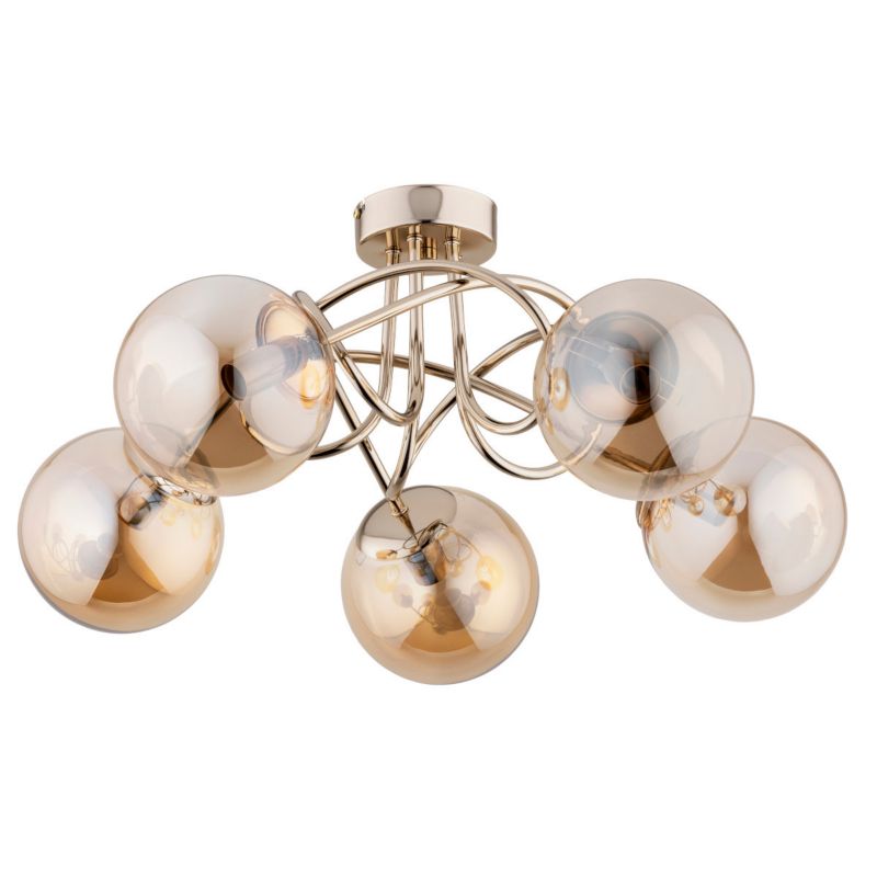 Lampa wisząca Alfa Banko złoto-bursztynowy wym: 26 x 51 x 51 cm 5xE14 x 10W 1 szt.