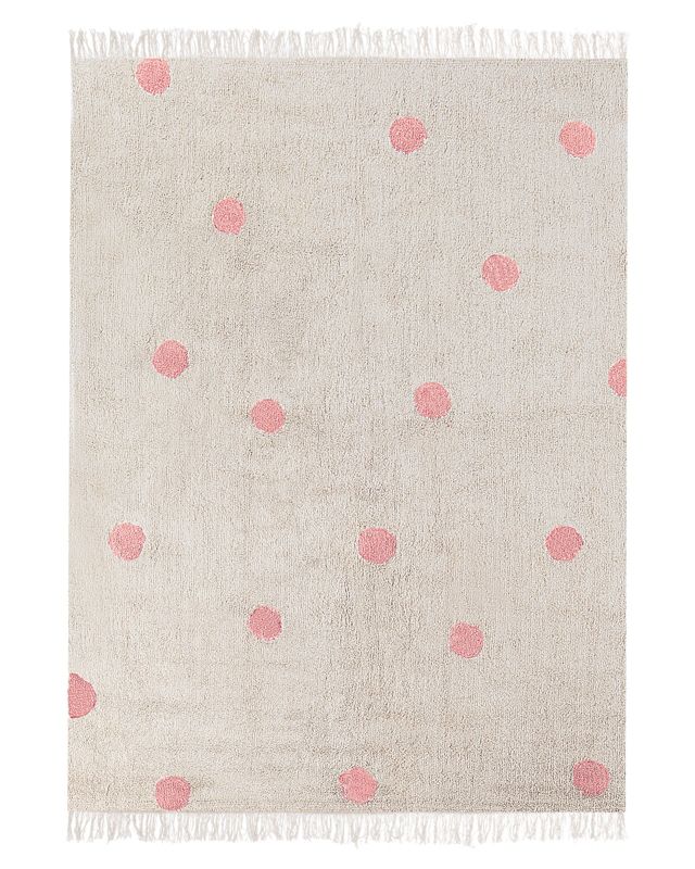 Dywan dziecięcy bawełniany 140 x 200 cm beżowy z różowym Dardere 1 szt.