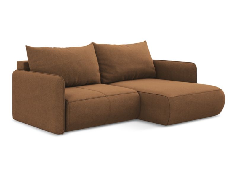 Narożnik prawostronny z funkcją spania Makamii Nanea z tkaniny strukturalnej 207x148 cm terakota 1 szt.