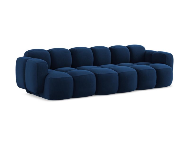 3-osobowa kanapa modułowa Makamii Pono z tkaniny welwetowej 300x115 cm królewski niebieski 1 szt.