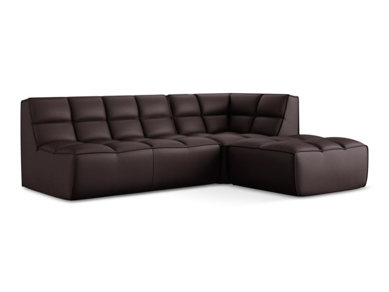 Modułowy narożnik uniwersalny Makamii Kalai ze skóry syntetycznej 258x178 cm śliwkowy 1 szt.