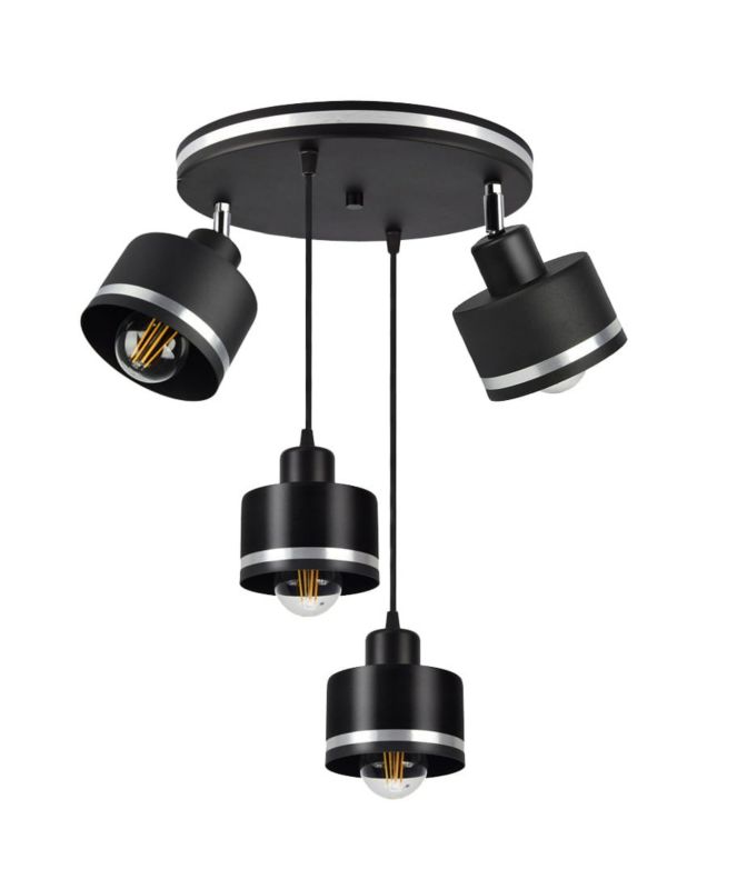 Lampa sufitowa wisząca Candellux Wama czarno-srebrna wym: 100 x 37 x 37 cm 4xE27 x 40W metal 1 szt.
