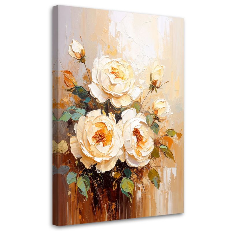 Obraz do salonu sypialni Feeby Róże Kremowe Kwiaty Bukiet 60x90cm 1szt