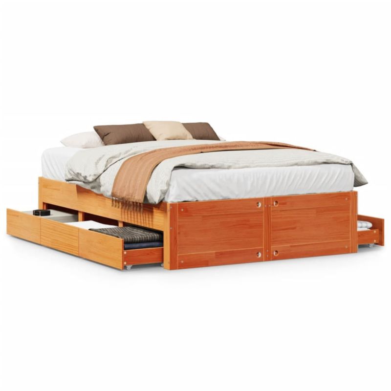 Łóżko drewniane WaszeMeble 140x190 cm brązowe WM-3308818 1 szt.