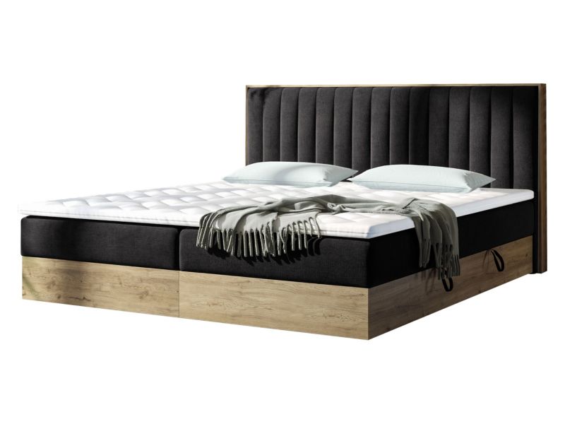 Łóżko kontynentalne MIRJAN 24 Harmony 180x200 czarny/gold craft oak 1 szt.