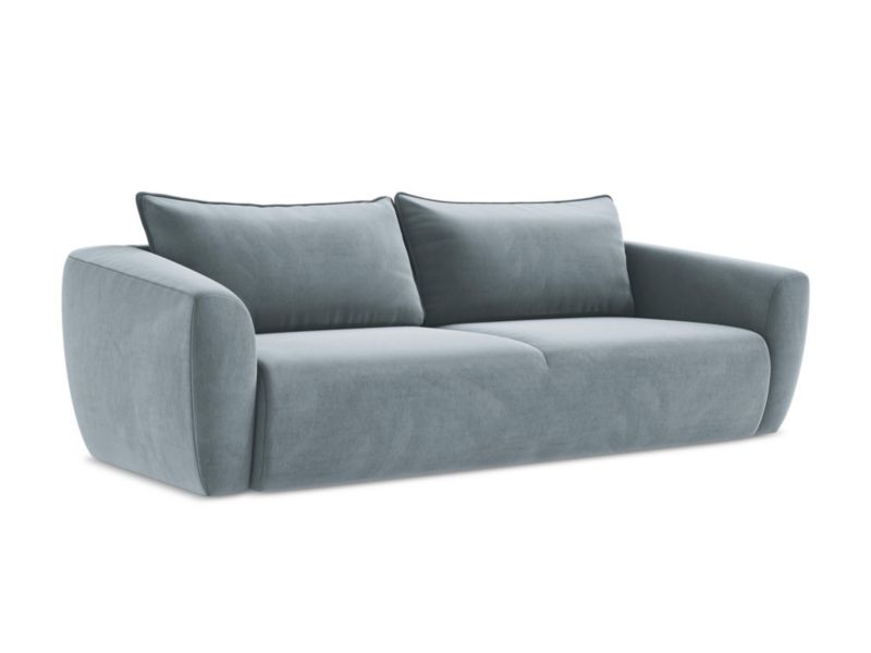 Kanapa 3-osobowa z funkcją spania Makamii Guava z tkaniny welwetowej 238x102 cm jasny niebieski 1 szt.