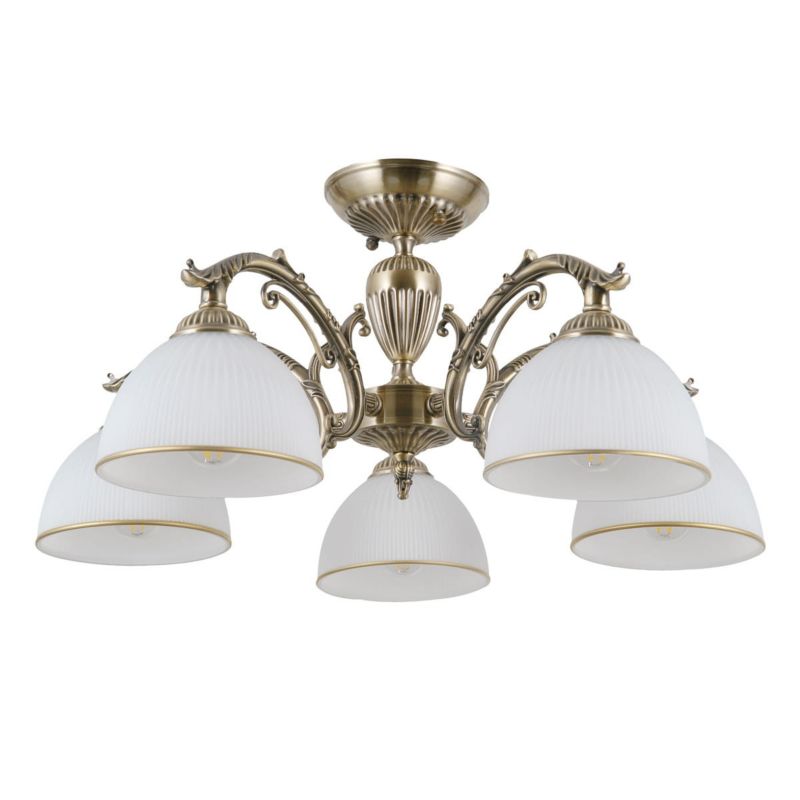 Lampa sufitowa wisząca Italux Feneza mosiądz-biała wym: 27 x 60 x 60 cm 5xE27 x 40W 1 szt.