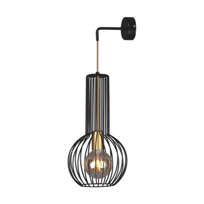 Kinkiet ścienny Kaja Arvi czarny-mosiądz-złoty styl nowoczesny 1 x E27 x 60W IP20 wym: 60 x 20 x 22 cm - 1 szt.