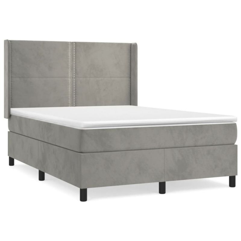 Łóżko kontynentalne WaszeMeble 140x190 cm jasnoszare WM-3132615 1 szt.